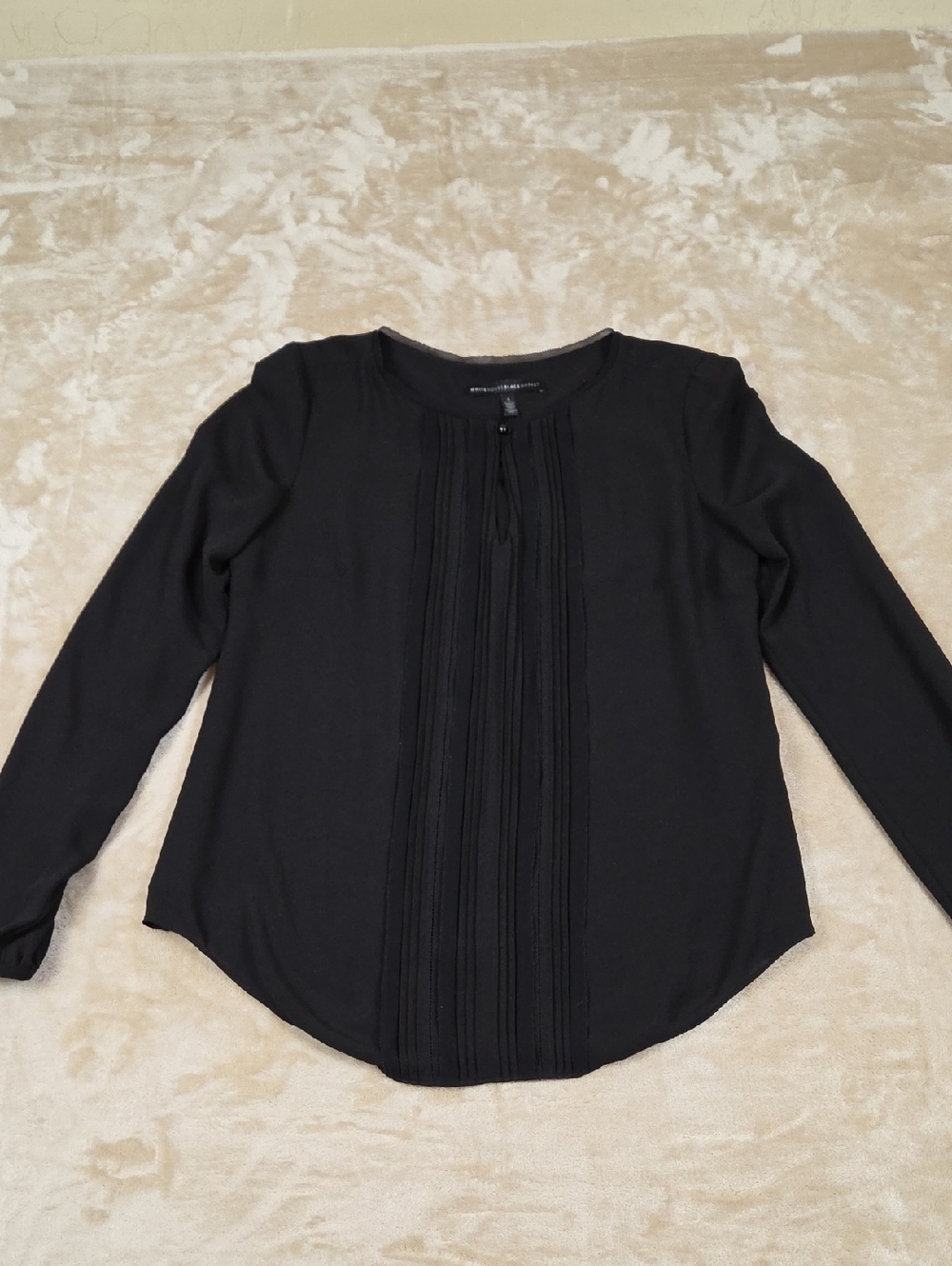 White House Black Market Black Long-Sleeve Blouse